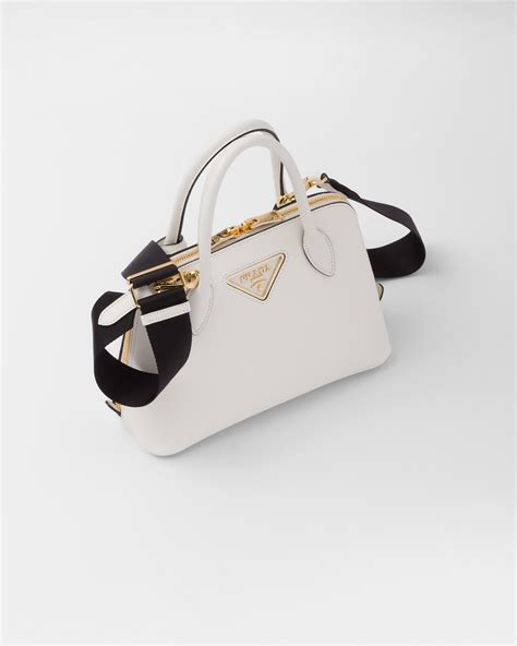 prada promenade chiusura rigida|White N Prada Promenade Saffiano leather bag .